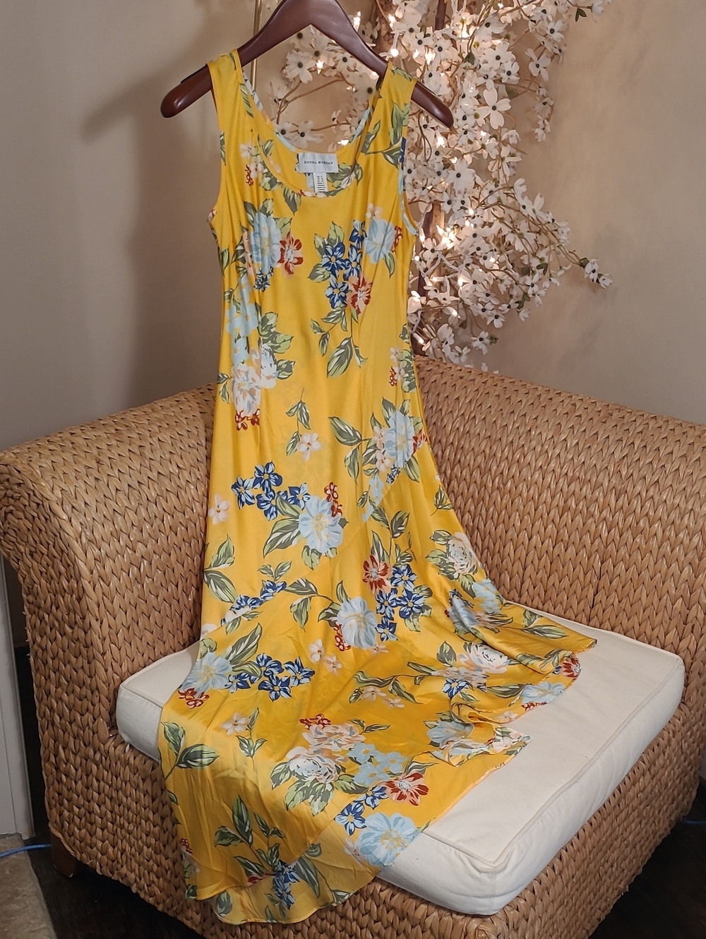 Donna Morgan Asymmetrical Yellow Floral Dress
